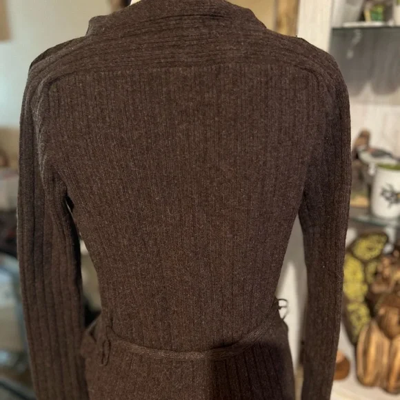 Marc Jacobs Lambs Wool Dark Brown Knitwear Cardigan with leather buttons size M - Picture 6 of 13
